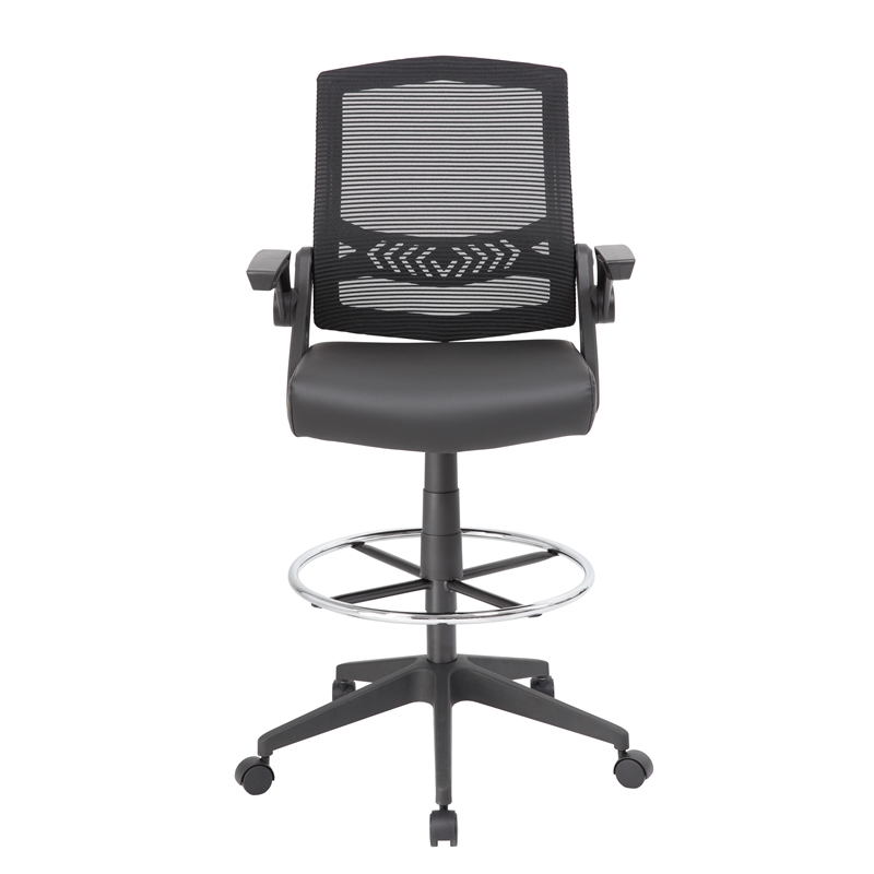 UrbanPro Modern Mesh Fabric Sit-Stand Adjustable Chair with Flip Arms in Black