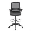 UrbanPro Modern Mesh Fabric Sit-Stand Adjustable Chair with Flip Arms in Black