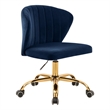 UrbanPro Contemporary Velvet Swivel Adjustable Office Chair in Navy