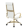 UrbanPro Modern High-Back Leather Office Chair With Gold Frame in White