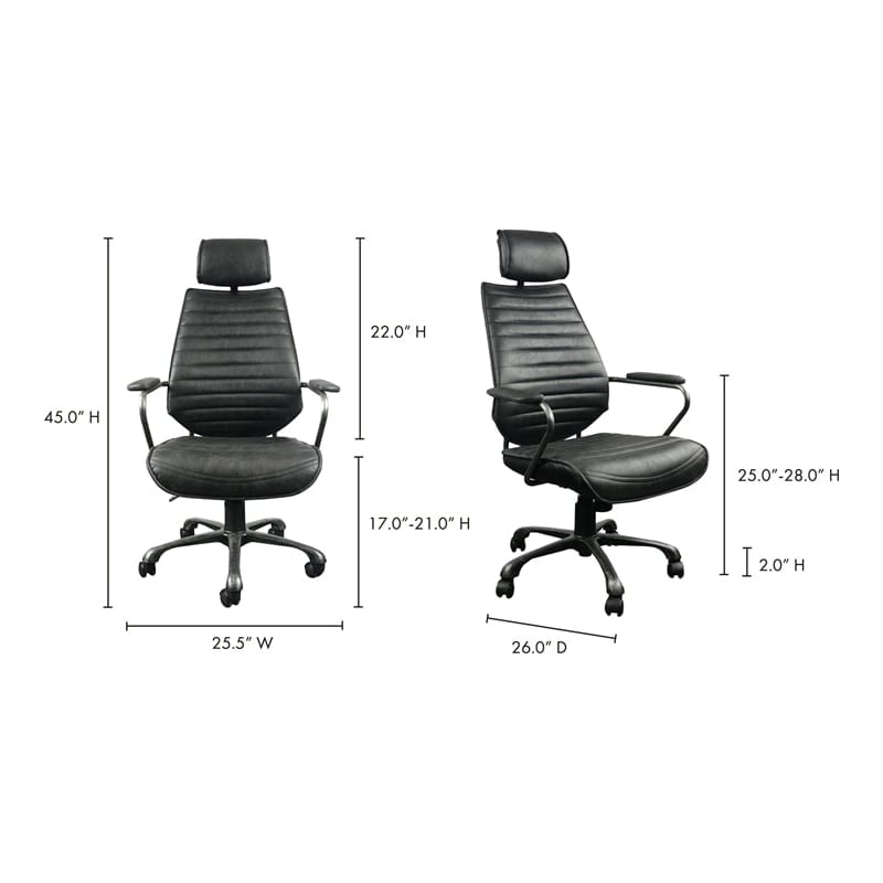 UrbanPro Leather and Iron Executive Swivel Office Chair in Onyx Black