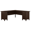 UrbanPro Transitional 72W L Shaped Desk in Mocha Cherry