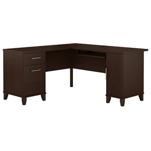 UrbanPro Transitional Home Office 60W L Desk in Mocha Cherry