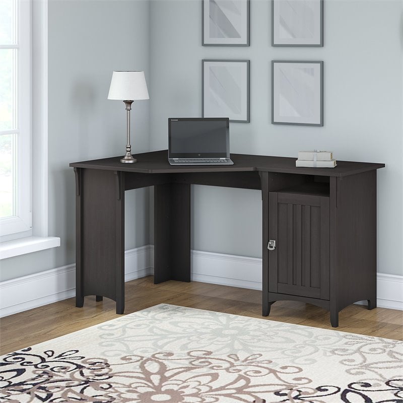 UrbanPro Contemporary 55W Corner Desk with Storage in Vintage Black