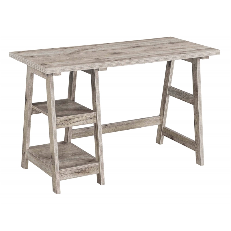 UrbanPro Contemporary Wood Trestle Desk in Driftwood Natural