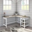 UrbanPro Contemporary 60W L Shaped Computer Desk in Shiplap Gray / White