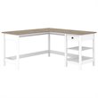UrbanPro Contemporary 60W L Shaped Computer Desk in Shiplap Gray / White