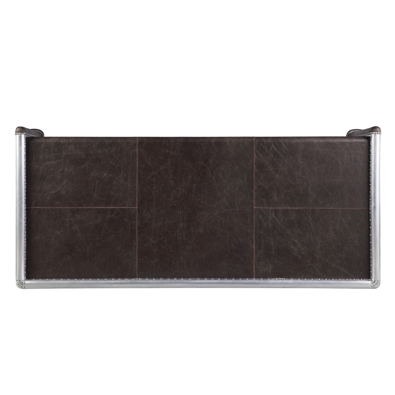 UrbanPro Modern Desk in Distress Chocolate Top Grain Leather and Aluminum