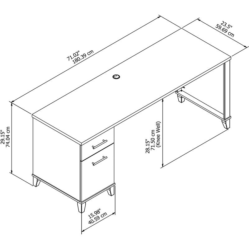 UrbanPro Transitional 72W Office Desk with Drawers in Storm Gray