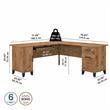 UrbanPro Transitional 72W L Shaped Desk with Storage in Fresh Walnut