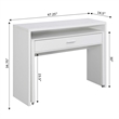 UrbanPro Modern Console/Sliding Desk with Drawer and Riser in White Wood Finish