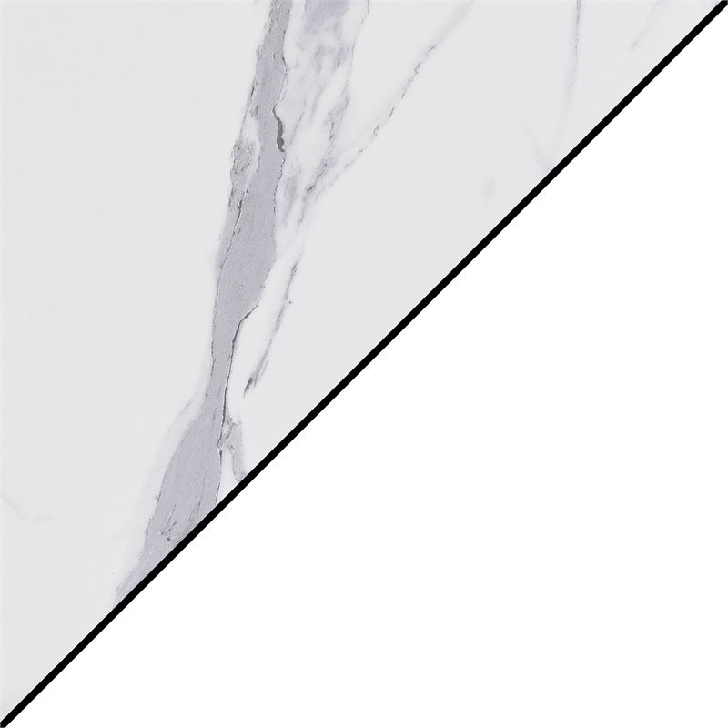 UrbanPro Contemporary Trestle Desk with Shelves in White Faux Marble Wood Finish