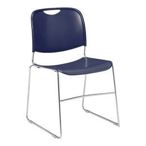 UrbanPro 31&quot Modern Ultra-Compact Plastic Stack Chair in Navy Blue