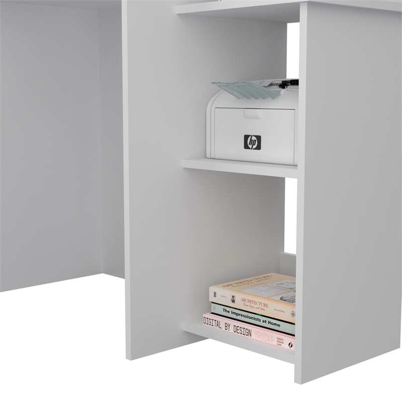 UrbanPro Modern Engineered Wood Desk with  Attached Cabinet in White