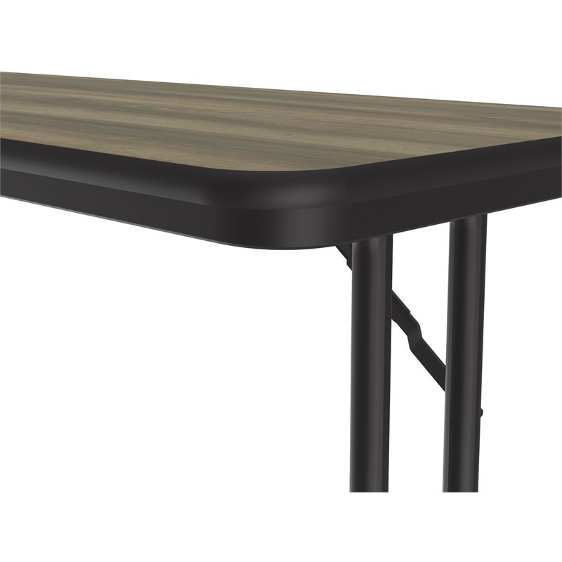 UrbanPro Metal & Wood Folding Seminar Table in Colonial Hickory Brown
