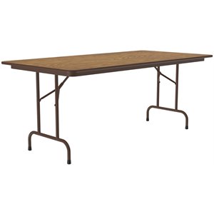 UrbanPro 36&quotW x 72&quotD Wood & Metal Folding Table in Medium Oak/Wishbone