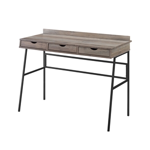 Urbanpro 42&quot Engineered Wood 3-Drawer Angled Front Desk in Gray Wash