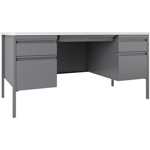 UrbanPro Metal Silver/White Desk Rectangular 60&quot Unassembled