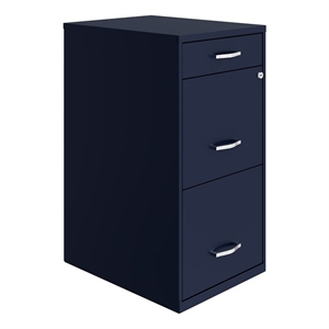 UrbanPro Metal Navy Filing Cabinet Vertical 3-Drawers 27.32&quot Assembled