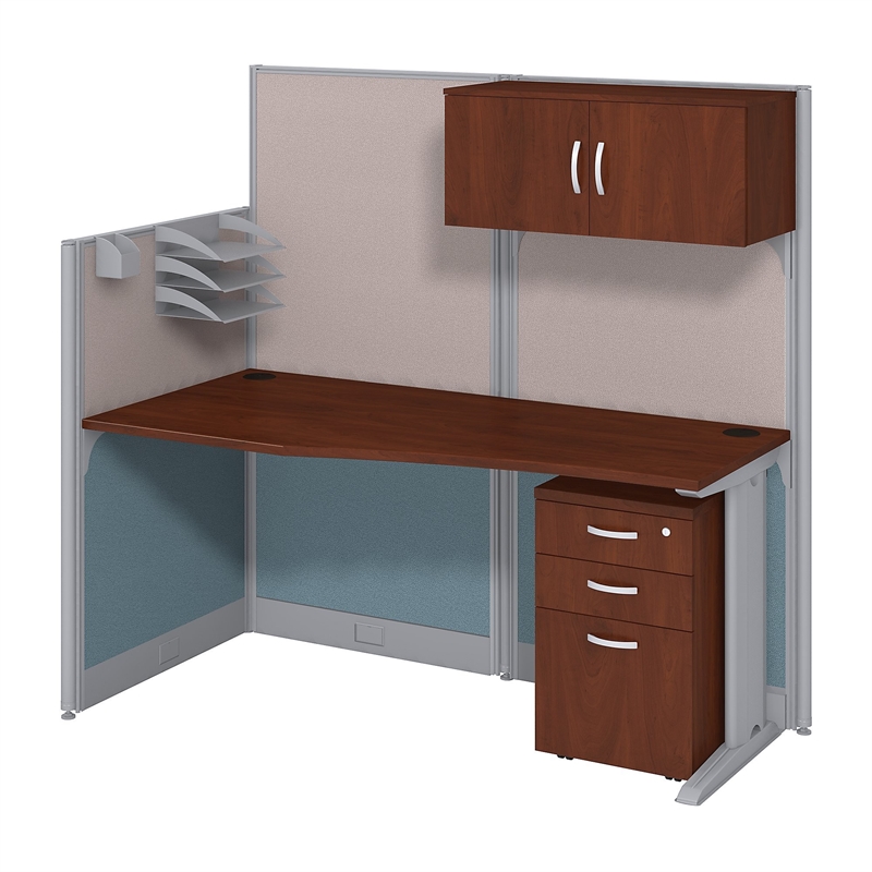 UrbanPro 65W x 33D Cubicle Workstation with Storage in Cherry