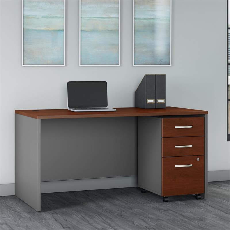 UrbanPro 60W Office Desk with Drawers in Hansen Cherry - Engineered Wood