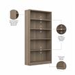 UrbanPro Tall 5 Shelf Bookcase in Ash Gray - Engineered Wood