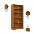 UrbanPro Tall 5 Shelf Bookcase in Natural Cherry - Engineered Wood