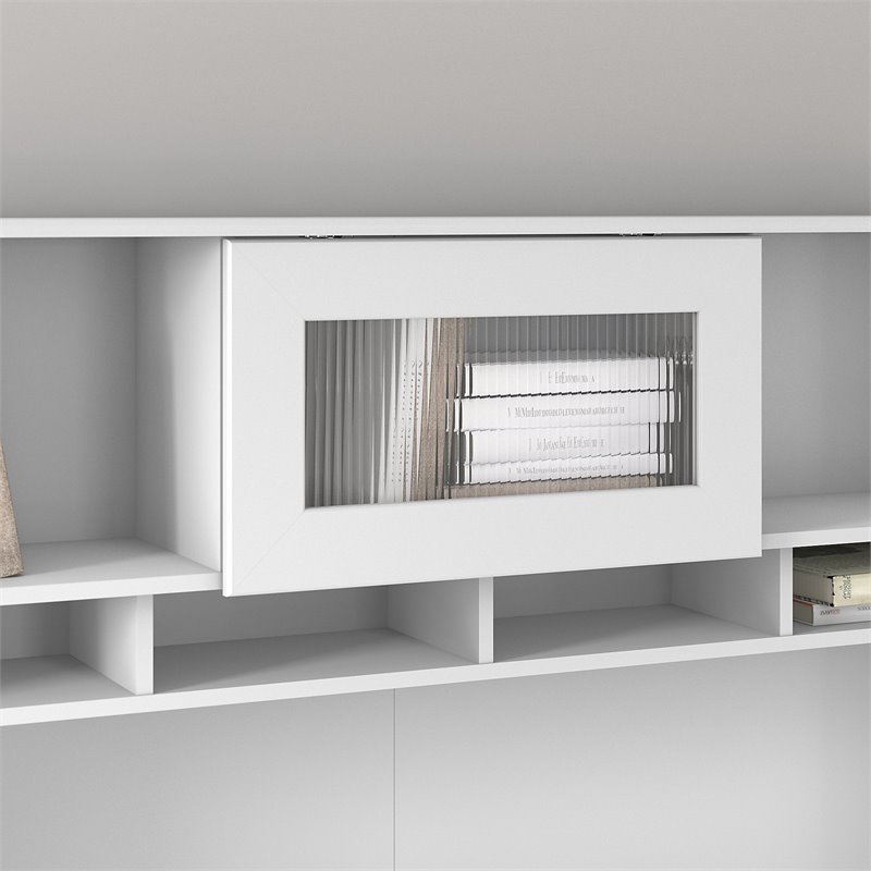 UrbanPro Wood White L Shaped Desk with Hutch Adjustable Shelves 60