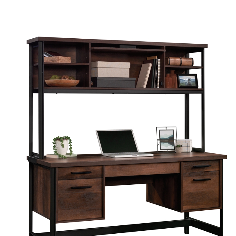 Urbanpro Engineered Wood and Metal Hutch in Barrel Oak Finish