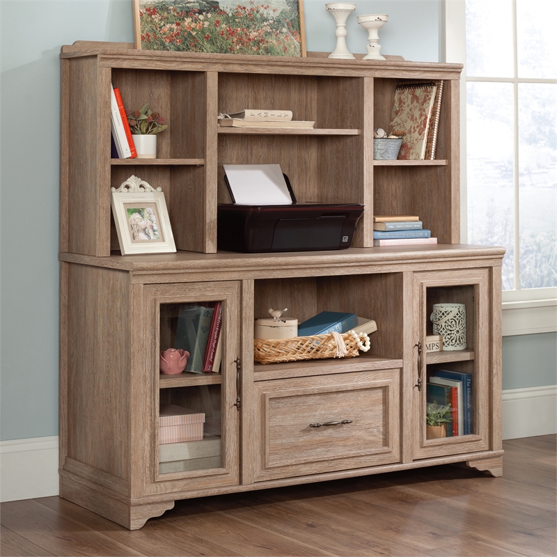 Urbanpro Engineered Wood Brushed Oak Hutch Rectangular Cord Management 54
