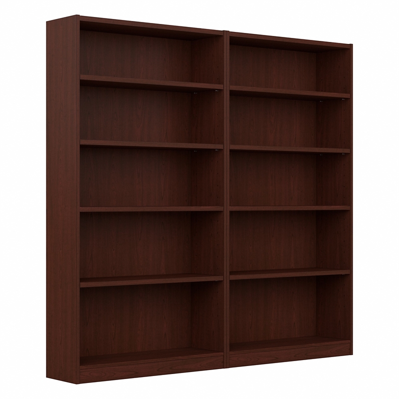 UrbanPro Furniture Universal 5 Shelf Bookcase in Vogue Cherry (Set of 2)
