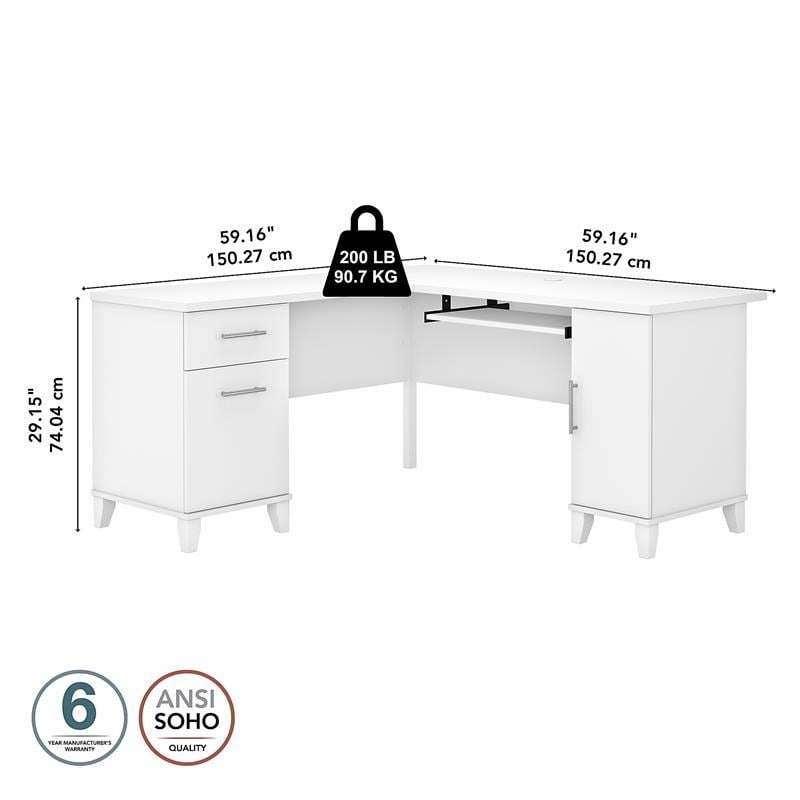 UrbanPro Engineered Wood White L Shaped Desk with Storage 59.16