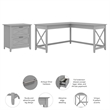 UrbanPro Contemporary Engineered Wood L Desk with Lateral File Cabinet in Gray