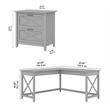 UrbanPro Contemporary Engineered Wood L Desk with Lateral File Cabinet in Gray