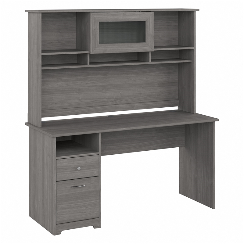 UrbanPro Engineered Wood Modern Gray Computer Desk with Hutch 60