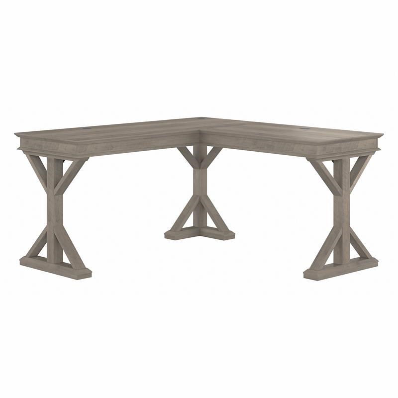 UrbanPro 60W Farmhouse L Shaped Desk in Driftwood Gray - Engineered Wood