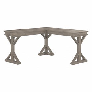 UrbanPro 60W Farmhouse L Shaped Desk in Driftwood Gray - Engineered Wood