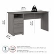 UrbanPro 60W Computer Desk with Drawers in Modern Gray - Engineered Wood