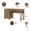UrbanPro 54W Computer Desk with File Cabinet in Reclaimed Pine - Engineered Wood