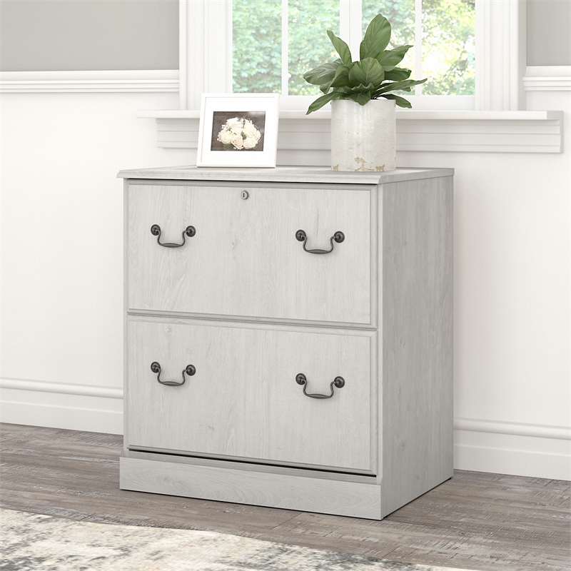 UrbanPro Engineered Wood Linen White Oak Lateral File Cabinet Rectangular Locking Drawers 27