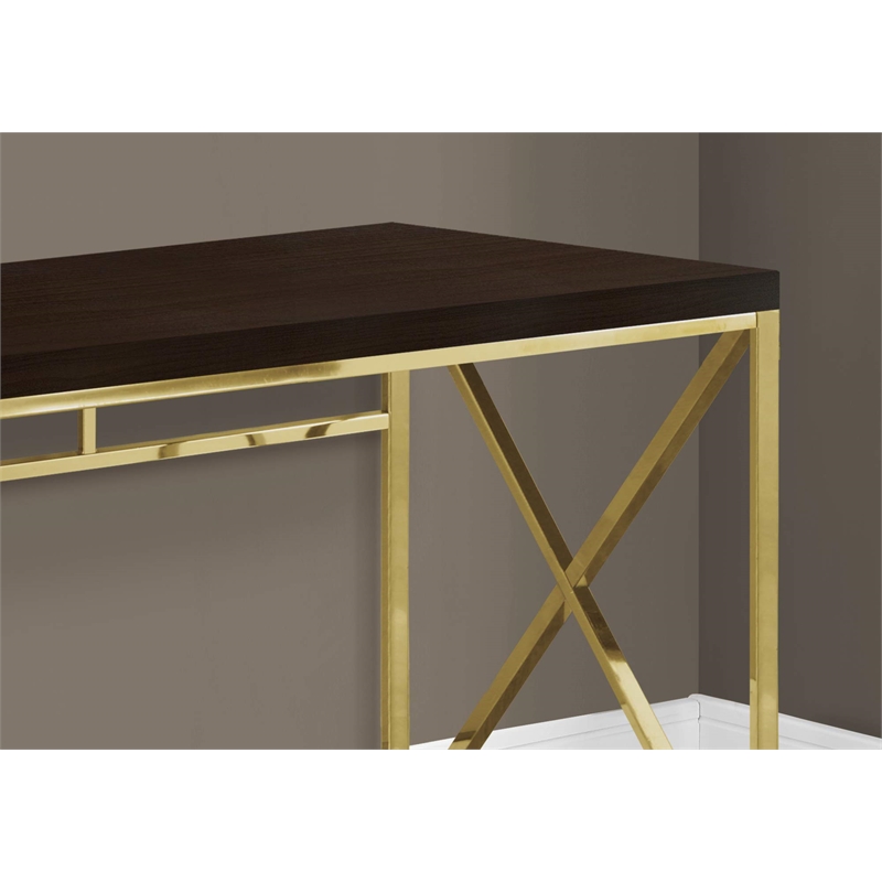 UrbanPro Computer Desk Home Office Laptop Work Metal Laminate Brown Gold