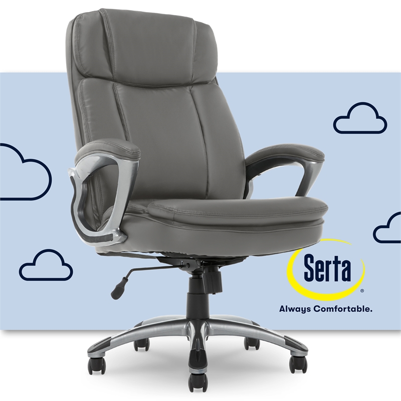 UrbanPro Modern Big and Tall Executive Office Chair Gray Bonded Leather