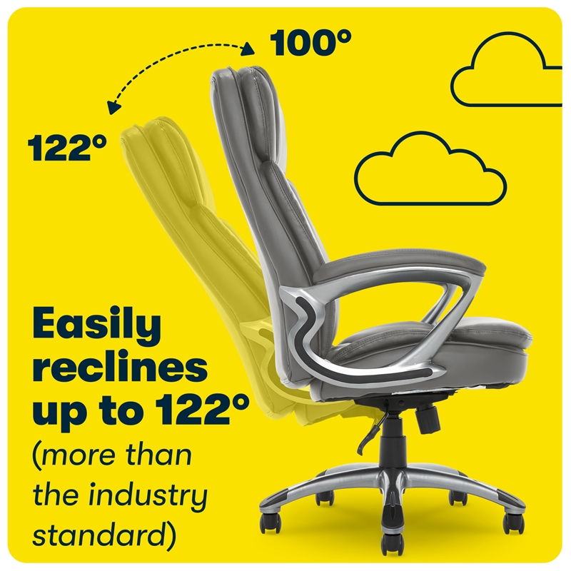 UrbanPro Modern Big and Tall Executive Office Chair Gray Bonded Leather