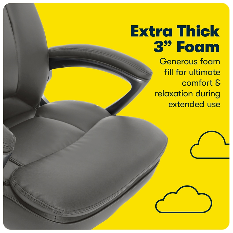 UrbanPro Modern Big and Tall Executive Office Chair Gray Bonded Leather