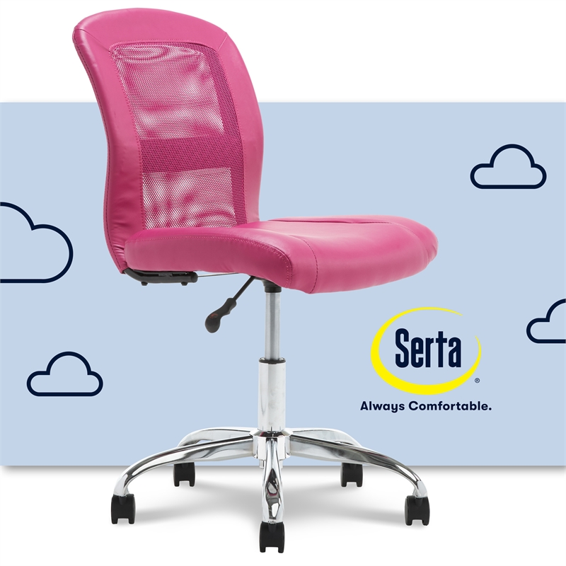 UrbanPro Ergonomic Armless Low-Back Computer Swivel Task Chair Pink