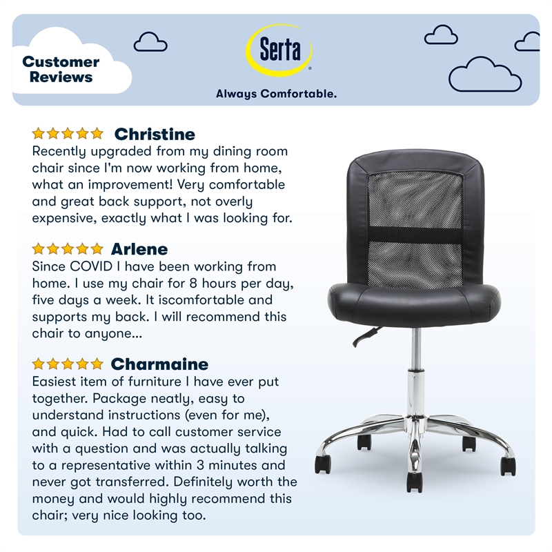 UrbanPro Essentials Ergonomic Armless Low-Back Computer Swivel Task Chair Black