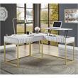 UrbanPro MDF Antique White Writing Desk Set L-Shaped USB Port 63.5