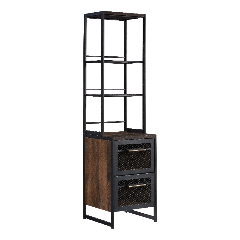 UrbanPro Modern Engineered Wood / Metal File Tower in Barrel Oak