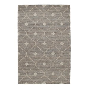 Kosas Home Reign 60 x 96&quot Linked Diamond Wool & Jute Area Rug in Stone Gray