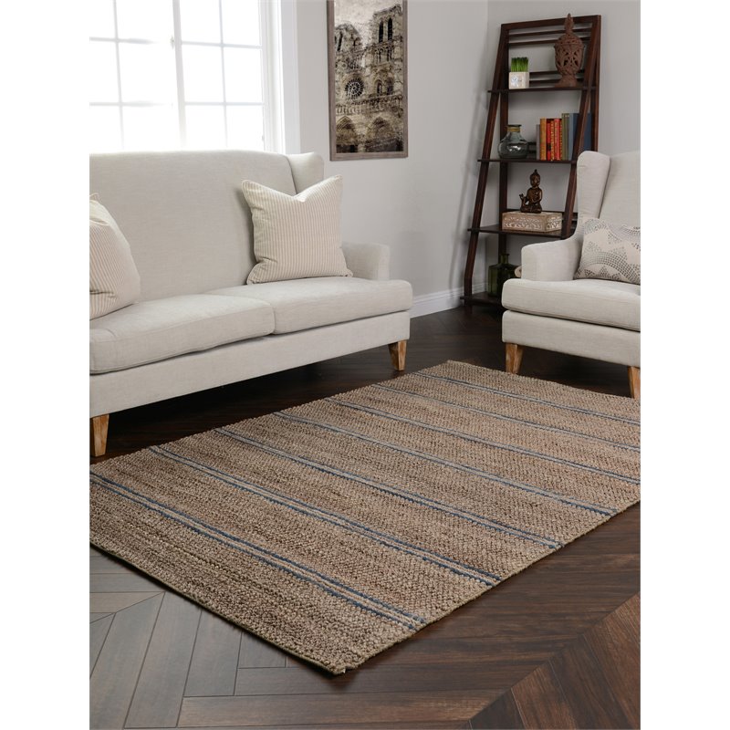 kosas home barcelona 60x96&quot transitional jute cotton and wool area rug in navy